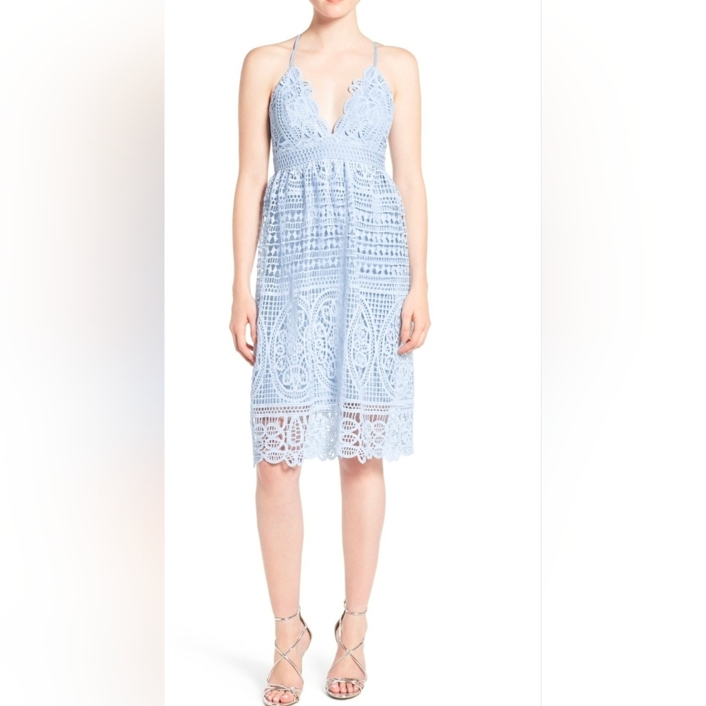 Bardot Versailles Light Blue Lace Midi Dress Size 10